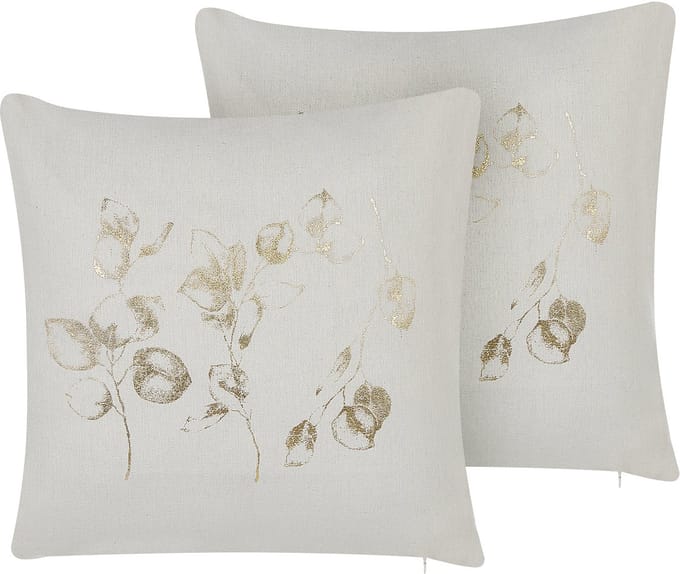 GOMPHRENA - Sierkussen set van 2 - Lichtbeige - Polyester