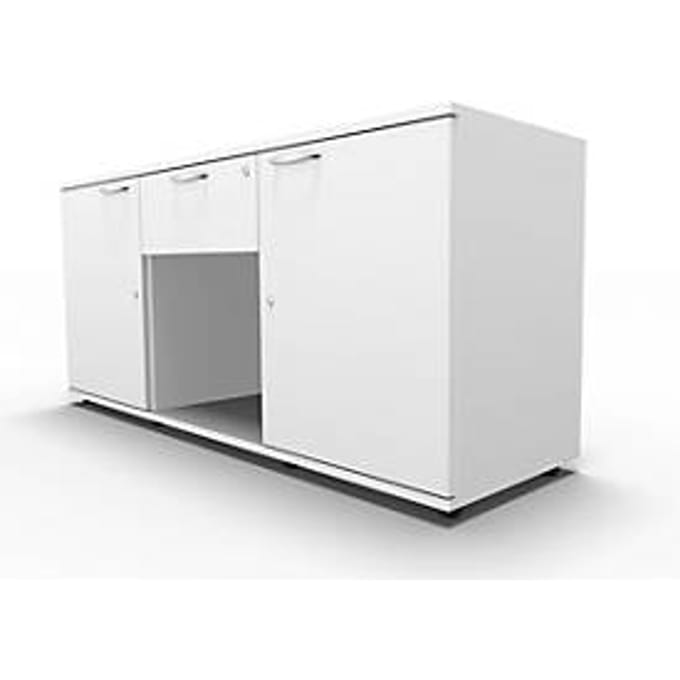 Schäfer Shop Select Sideboard, 2 deuren + schuiflade, afsluitbaar, spaanplaat, B 1500 x D 420 x H 663 mm, wit