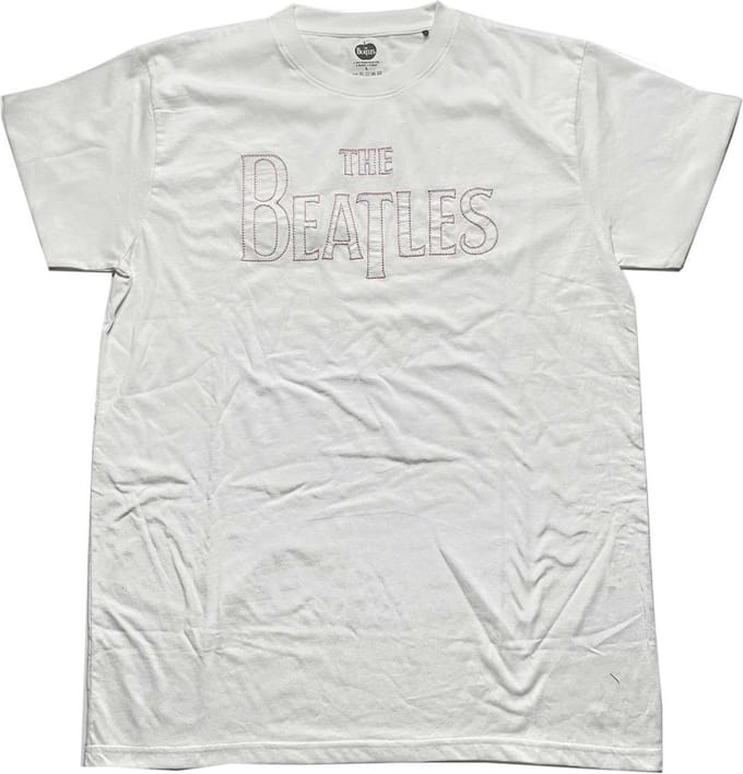 The Beatles - Drop T Logo Heren T-shirt - S - Wit