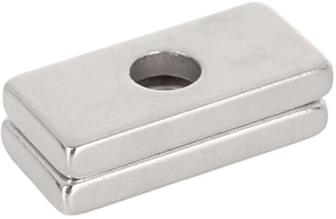 GEKO Rechthoekige neodymiummagneten - schroefgat - 20x10x3 mm - 2 stuks