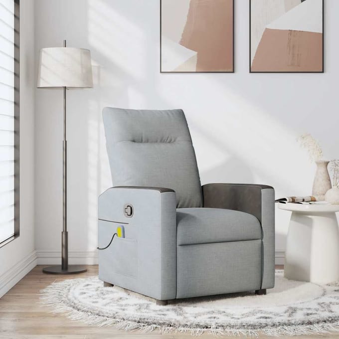 vidaXL - Massagestoel - verstelbaar - stof - lichtgrijs