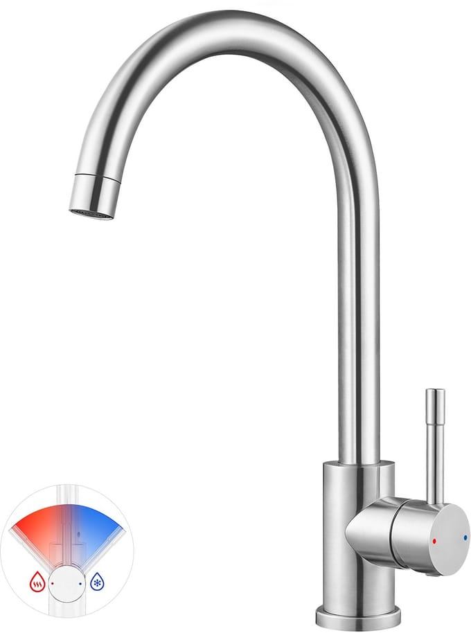 Cecipa Max Keukenkraan - Kraan Keuken - Hoge uitloop - 360° draaibereik - Chroom