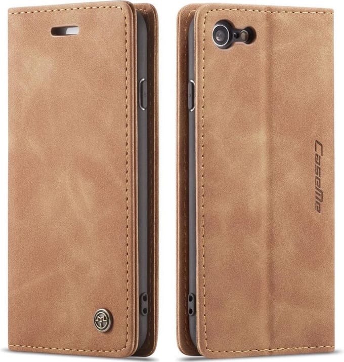 CaseMe Book Case - Geschikt voor iPhone SE (2022/2020), iPhone 8 / 7 Hoesje - Bruin