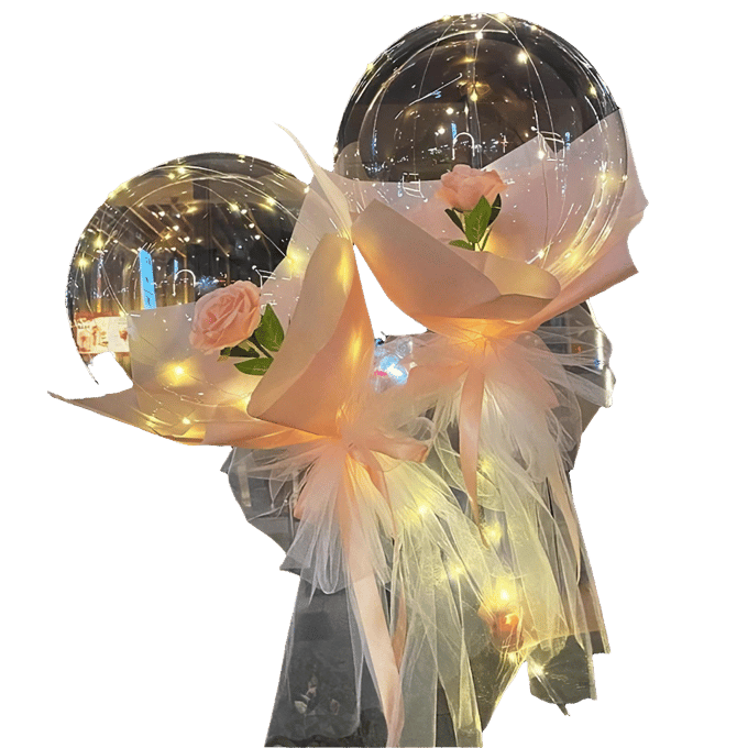 Roos-ballon met licht - Zwart-rood