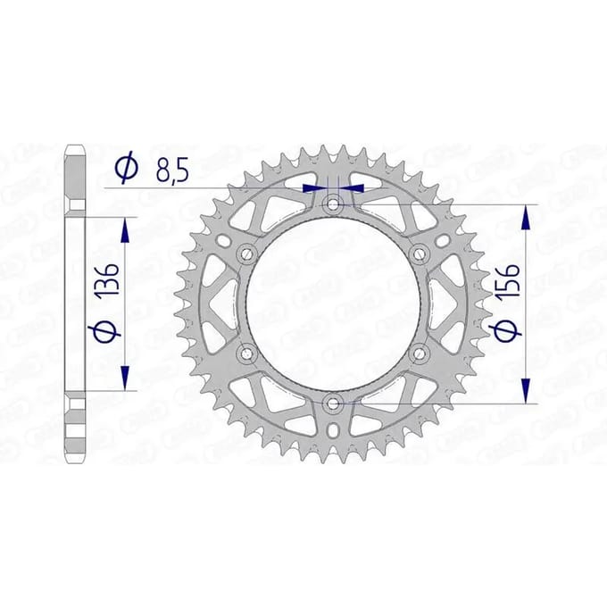 Couronne moto alu Afam 520 45T