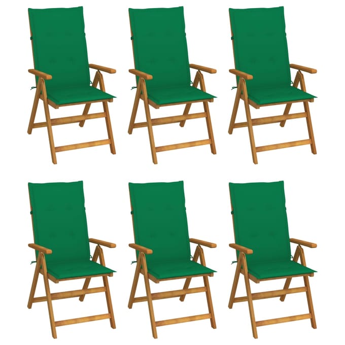 vidaXL - Inklapbare - stoelen - 6 - st - met - kussens - massief - acaciahout