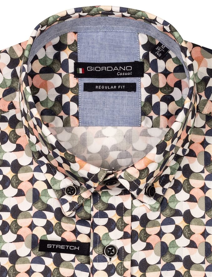 Giordano overhemd stretch roze geprint
