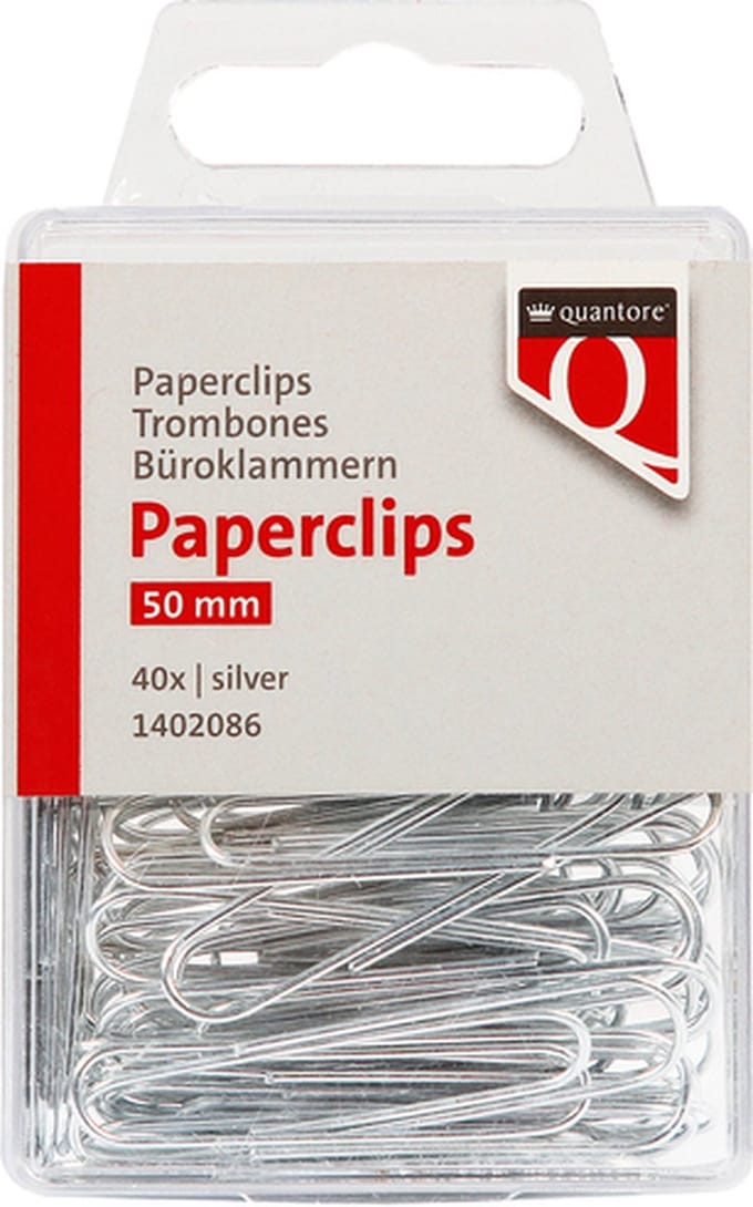 Paperclip quantore 50mm rond zilver 40 stuks