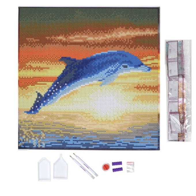 Crystal Art Kit Dolphin Sunrise 30/30 full diamant painting
