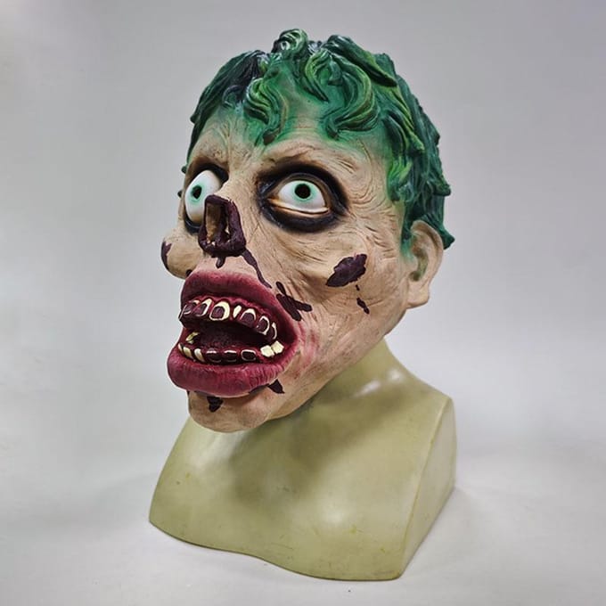 Masque en latex de zombie aux cheveux verts One size fits all adults vert