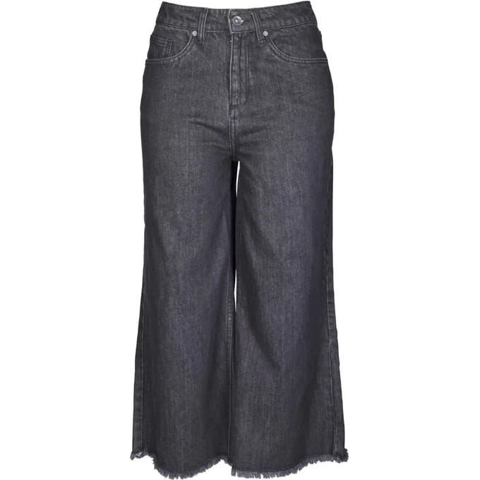 Urban Classics Damesbroek Ladies Denim Culotte Black Washed
