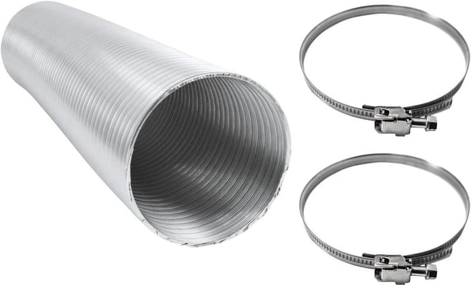Flexibele aluminium buis 50 - 355 mm, 5 meter lengte inclusief slangklemmen