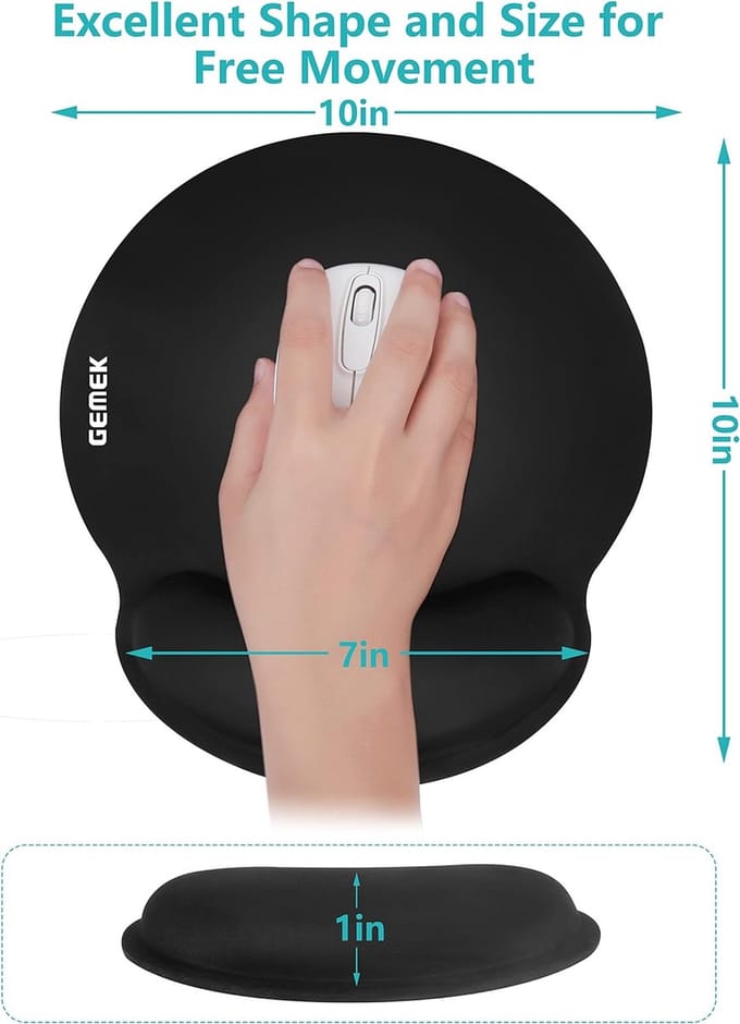 Ergonomische Muismat, voor Computer en Kantoor, Mouse Pad with Memory Foam Wrist Support 25 Millimetres