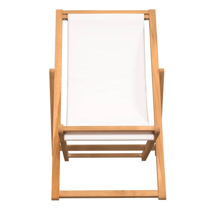 vidaXL - Ligstoel - 56x105x96 - cm - teakhout - crème