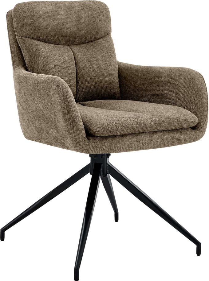 CLP Somers Eetkamerstoel - met armleuning - Draaibare fauteuil - Stof/bruin