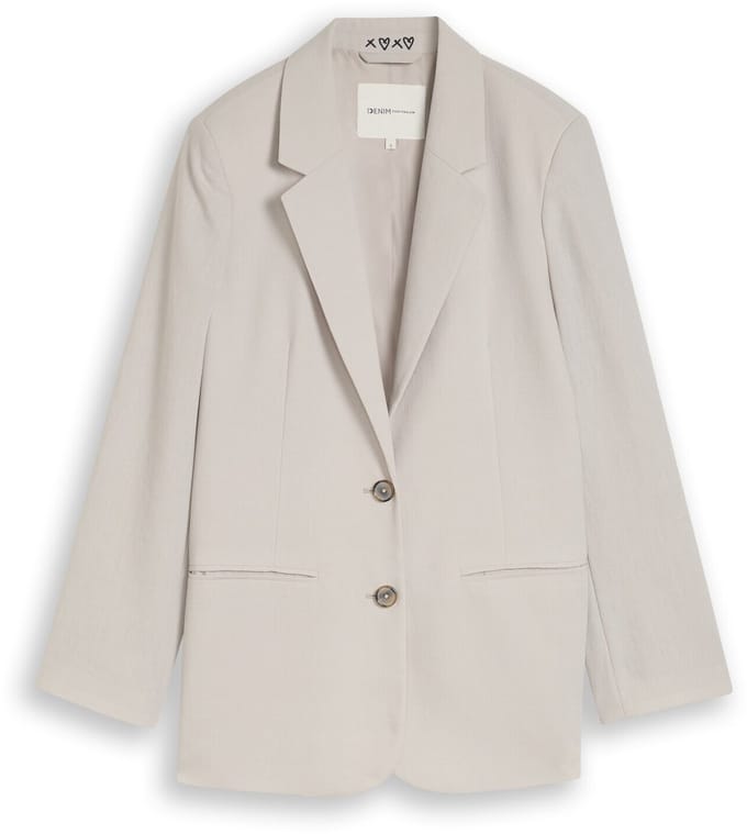 Tom Tailor Denim - Regular fit blazer met paspelzakken - Maat L - cloud grey