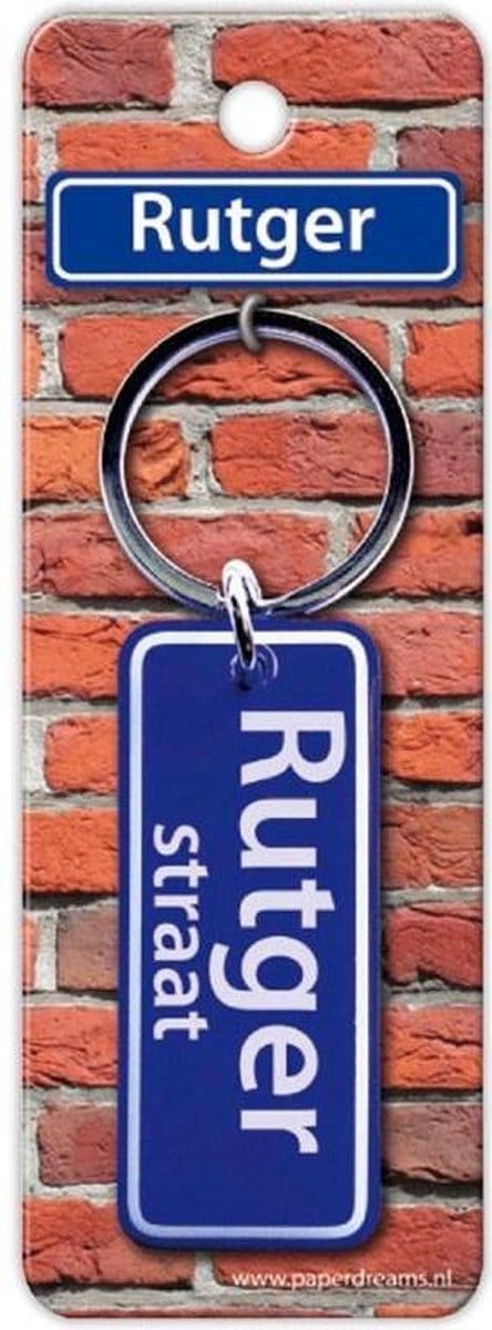 Paper Dreams Sleutelhanger Straatnaam Rutger 9 Cm Staal Blauw
