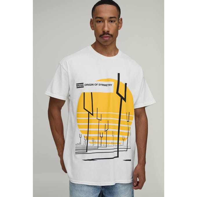 Oversized T-shirt Met Muse Symmetry Licentie Print | White | Size Large