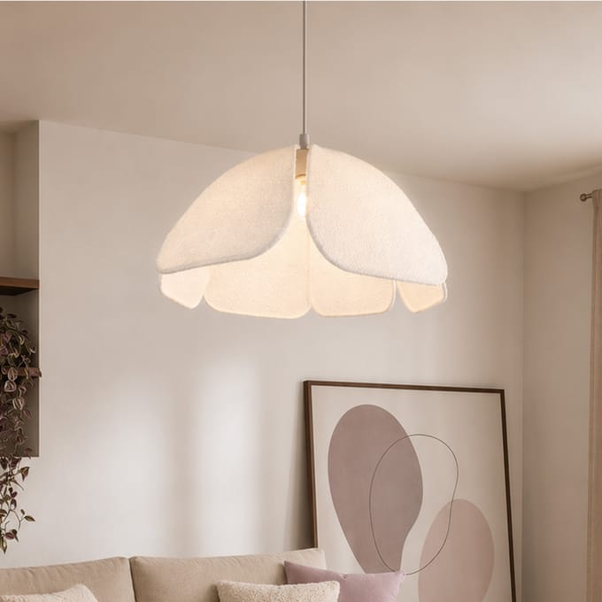 Milton & Oldbrook Hanglamp Ø 60 cm Lecce Wit Bouclé