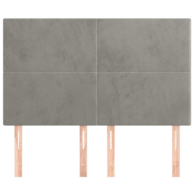 vidaXL - Hoofdbord - lichtgrijs - 144x5x118/128 - cm - fluweel