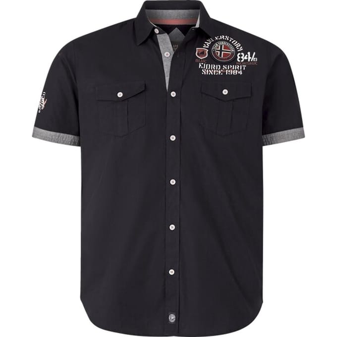 Jan Vanderstorm herren Overhemd Met Korte Mouwen - 51/52 - zwart - Plus Size