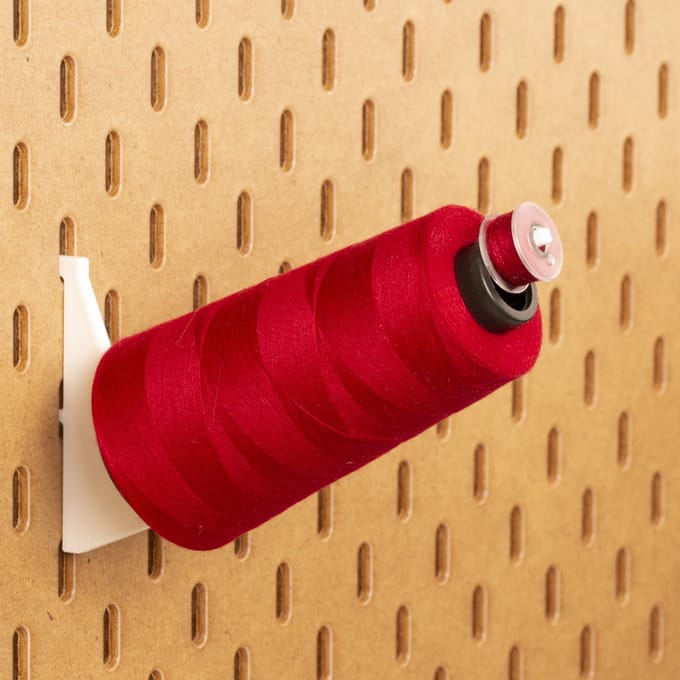 4-Pack Lockgaren houder tot 3000m - Long - Wit - Printboard - Past op Ikea Skadis pegboards