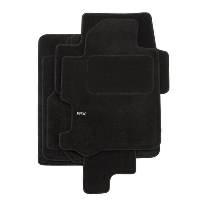 Tapis de sol - Logo - Honda FRV - Velours noir - 6 pièces - Ajustement précis