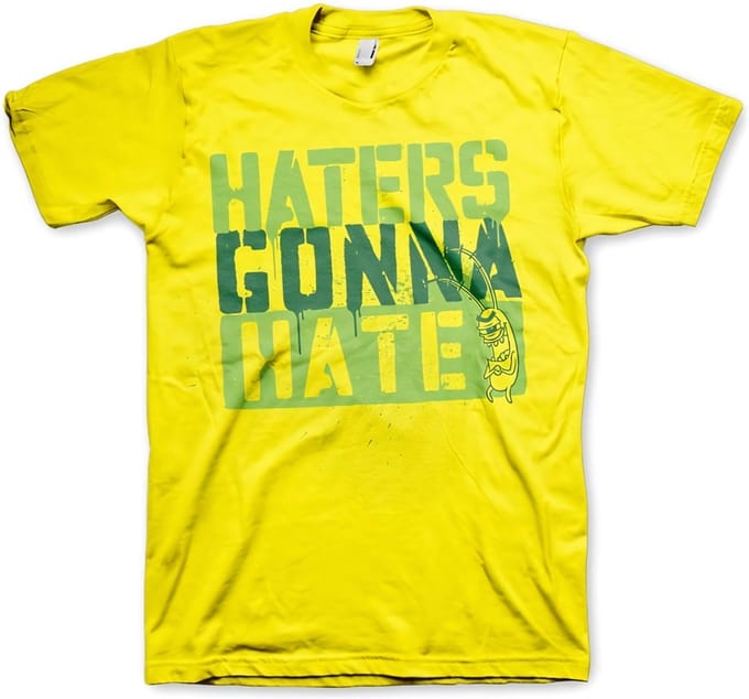 SpongeBob SquarePants Heren Tshirt -S- Haters Gonna Hate Geel