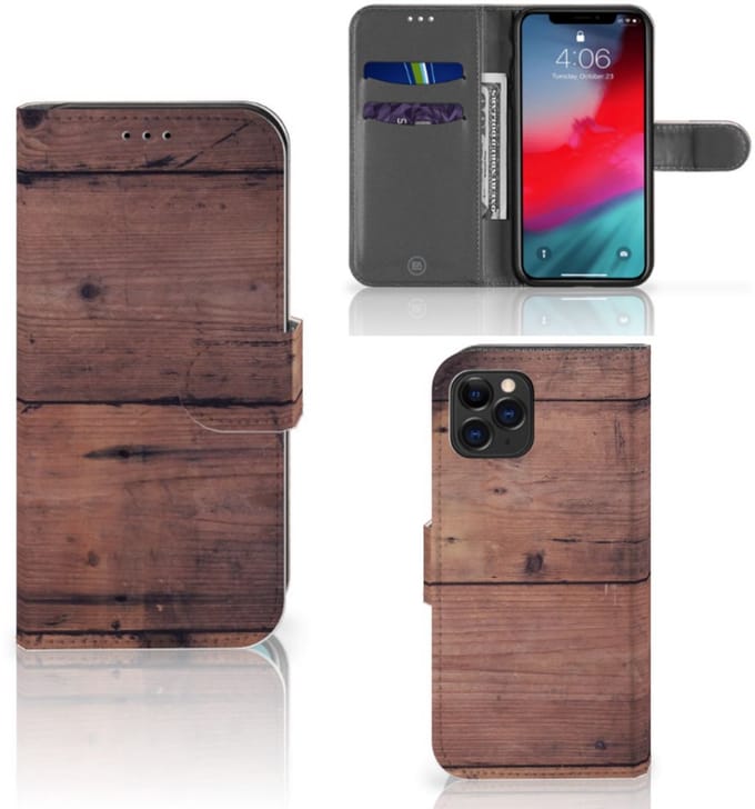 Apple iPhone 11 Pro Book Style Case Old Wood