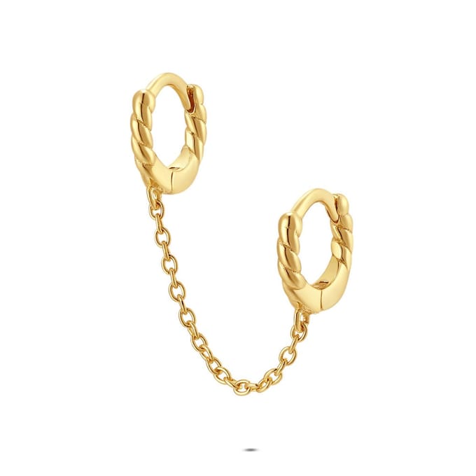 Twice As Nice Oorbel per stuk in zilver, ketting Goudkleurig