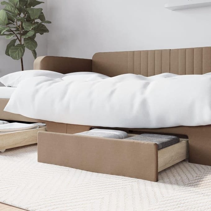 Bedlades Set - Opbergboxen - Onder Bed - Met Wielen - Set van 2 - Cappuccino