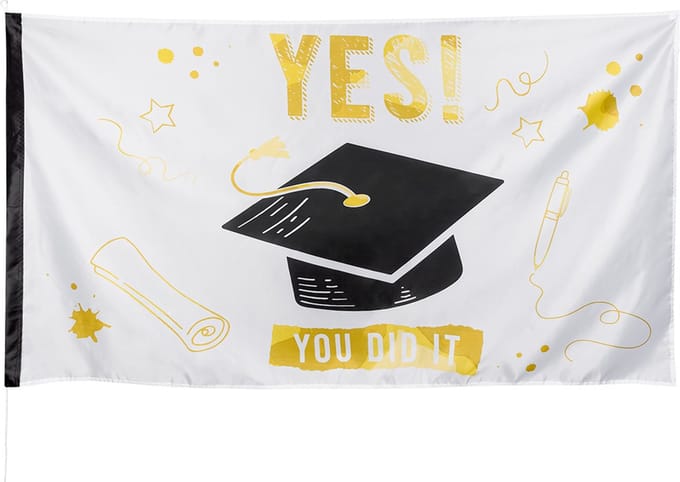 Boland - Polyester vlag 'Yes you did it' - Geen thema - Geslaagd -Feestversiering