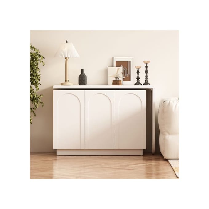 Bureau d'angle - MUVOE - 110 cm - Tables pivotantes 360° - 3 armoires réglables - Blanc wit