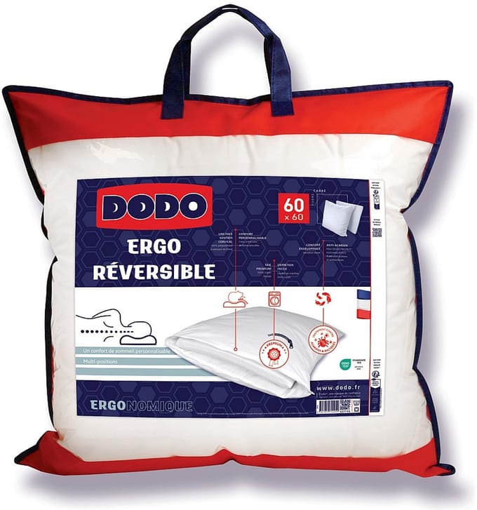 Vente-unique DODO ergonomisch anti-huisstofmijt kussen van traagschuim - 60 x 60 cm - ADAPT HEART