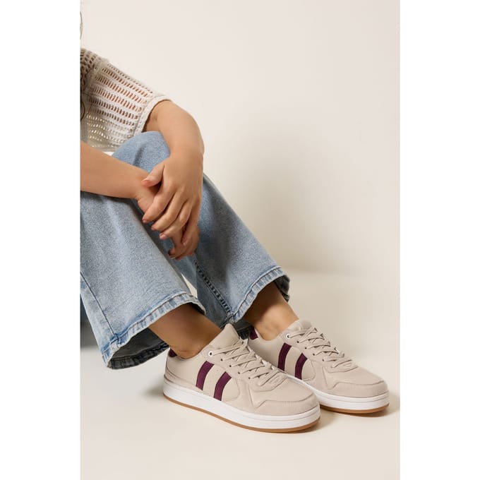 Yours Natuurbruine Gewatteerde Vetersneakers In Brede Epasvormsize Wide > 42E