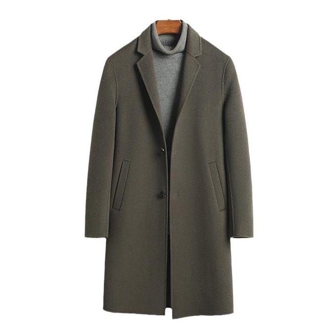 Manteau en laine double face fait main manteau en laine pour hommes manteau en cachemire 5XL black