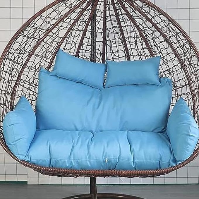 Hangmat Stoel Kussen - Ei Stoel Kussen - Buiten Ontspannen - Verstelbare Hoofdsteun - 150 cm Diameter - Blauw