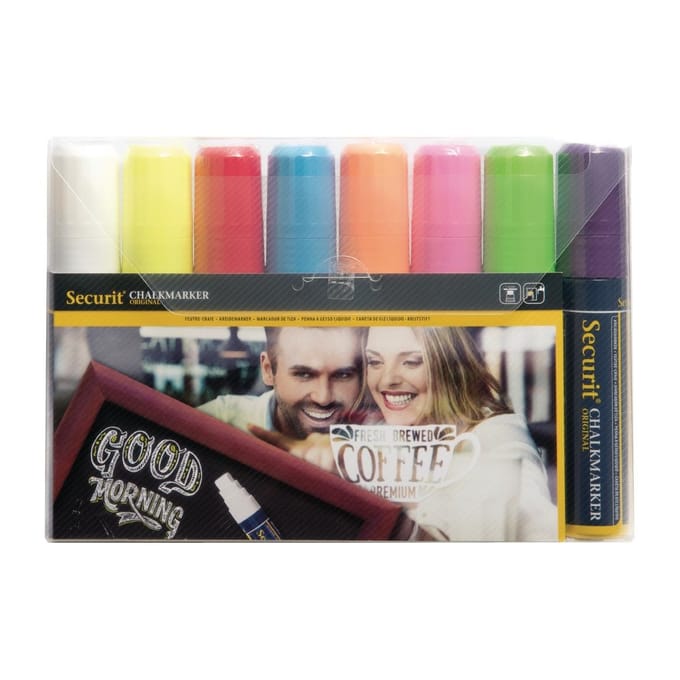 Krijtstift Securit SMA-720 blok ass 7-15mm blister à 8 stuks