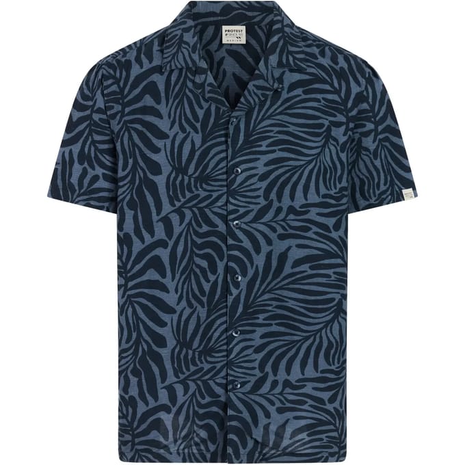Protest PRTLemming - T-shirt Heren - Korte mouwen - Normale pasvorm - Knoopsluiting - Blauw