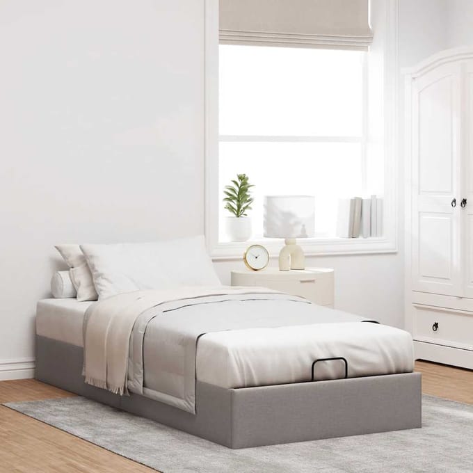 vidaXL - Bedframe - zonder - matras - 90x200 - cm - stof - taupe