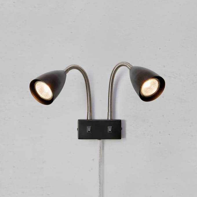 Markslöjd wandlamp Ciro, zwart, metaal, stekker, GU10