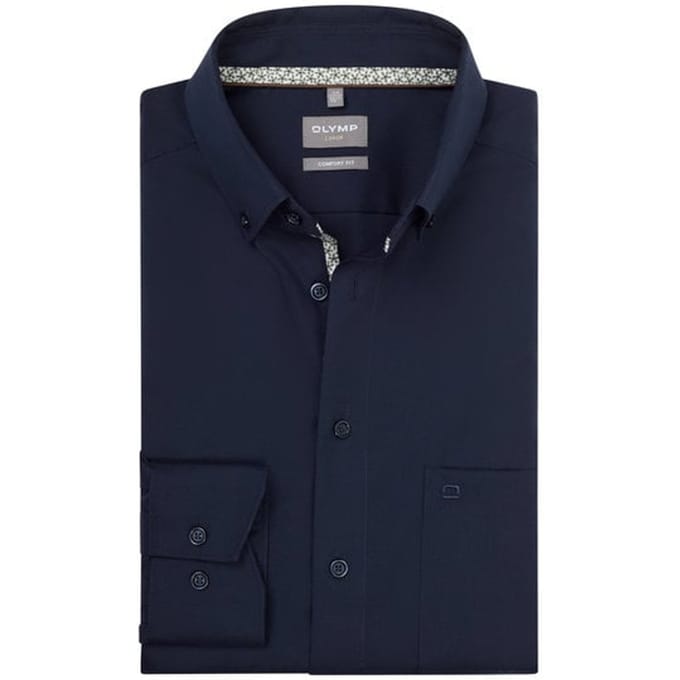 OLYMP Luxor Overhemd, Comfort Fit, Button-down, Marineblauw