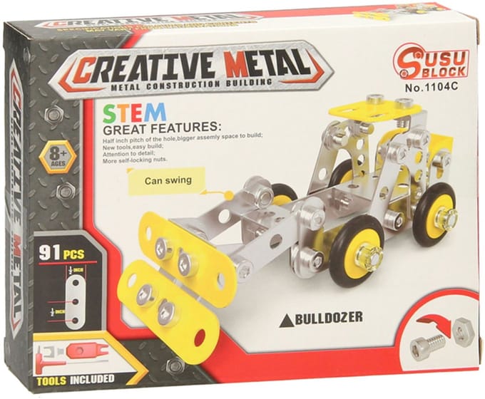 Lobbes bouwpakket speelgoed metalen bulldozer constructie set kinderen.