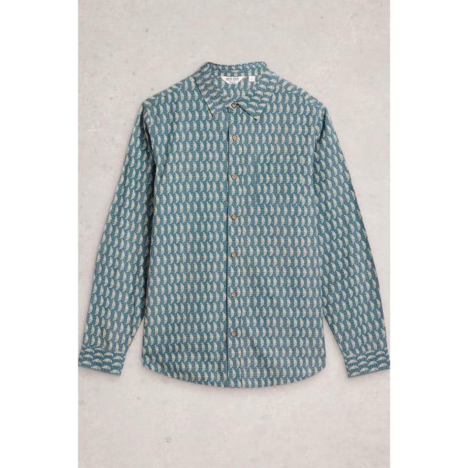 White Stuff Geo Ls Printed Shirt Green Print Maat: M | Casual Overhemden Outlet | Heren | Groen