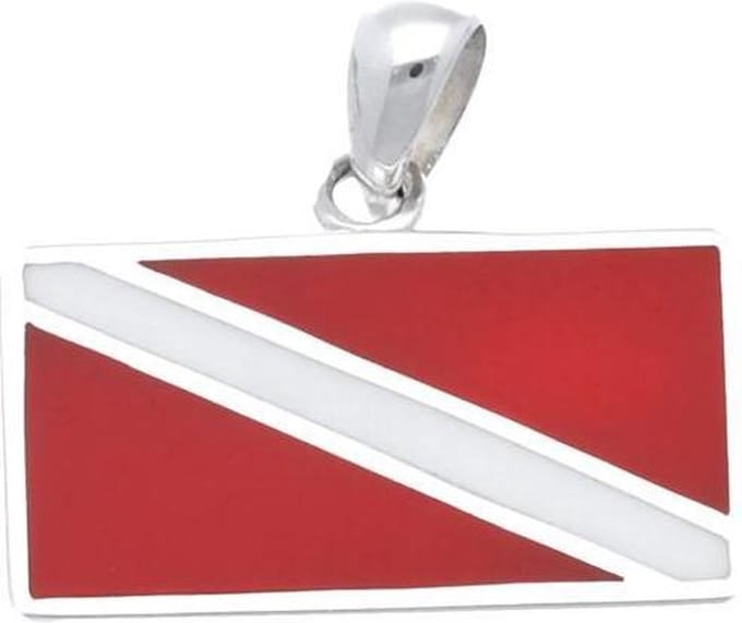 Zilveren Duikvlag rood-wit kettinghanger