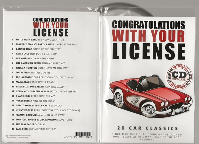 Rijbewijs Wenskaart met volle CD inclusief enveloppe