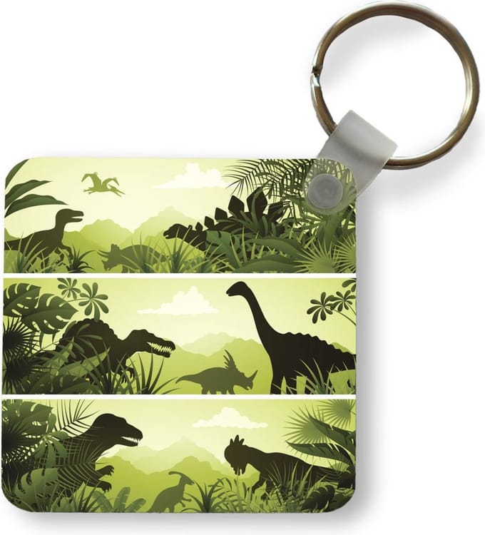 Sleutelhanger - Uitdeelcadeautjes - Dinosaurus - Jungle - Illustratie - Kinderen - Jongens - Kindje - Plastic