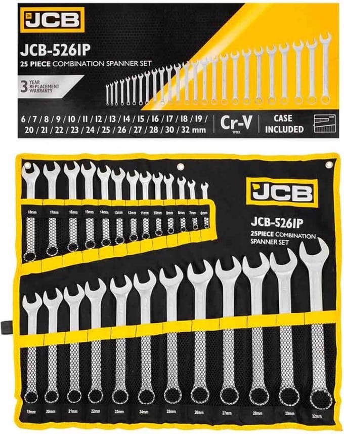JCB Ringsleutelset 25 Delig CRV Staal 6-32mm
