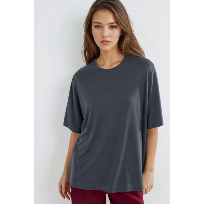 Oversized Crew Neck Geribbelde T-shirt