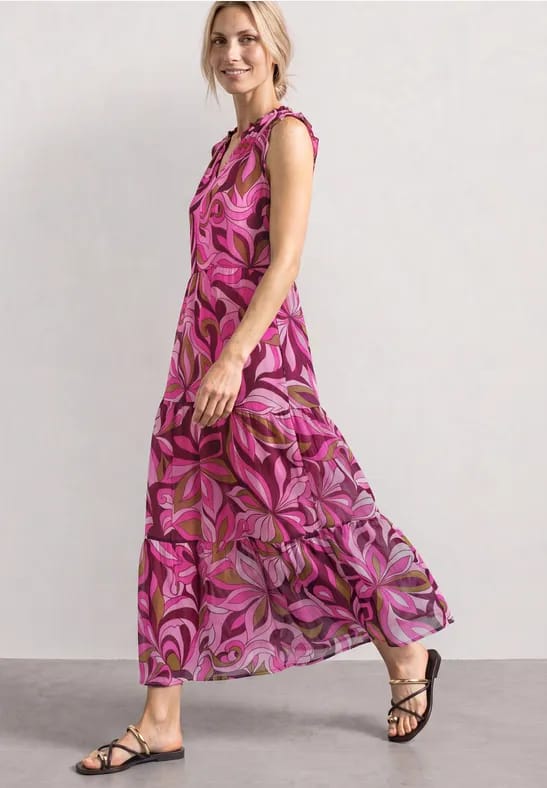 Maxijurk van chiffon met print
